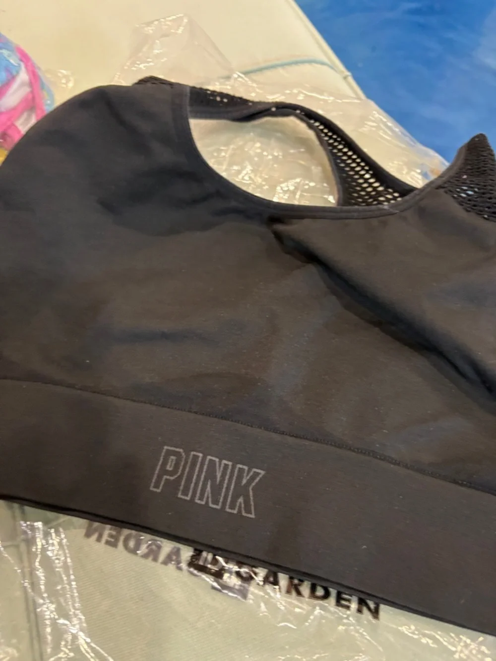 PINK Victoria's Secret Black Mesh-Back Sports Bra - Picture 2 of 4